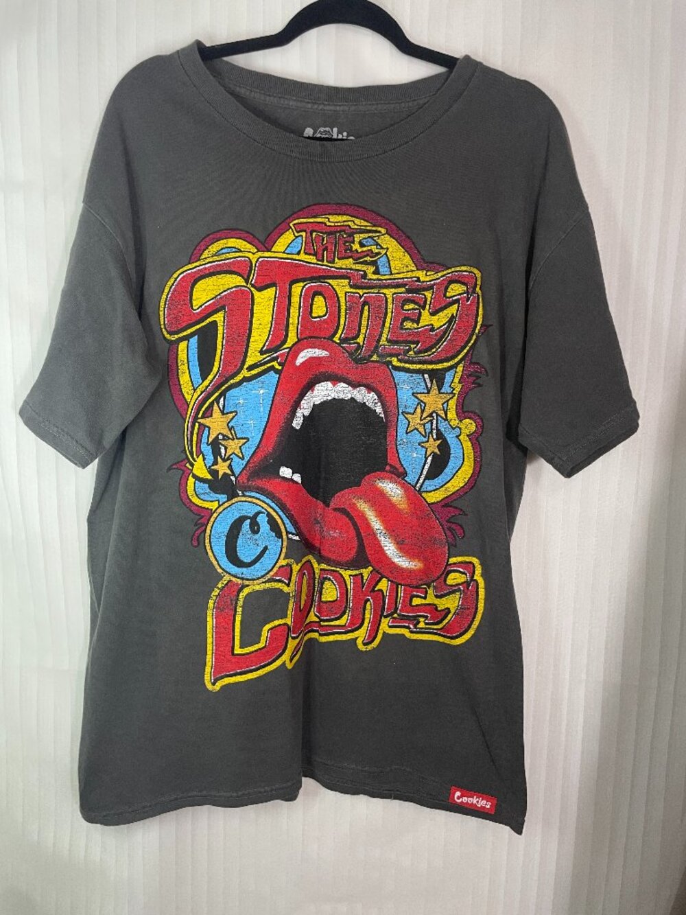 Cookies x The Rolling Stones Graphic T-Shirt Men's Large Gray Band Tee 2024